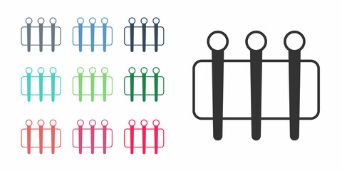Black Needle for sewing icon isolated on white background. Tailor symbol. Textile sew up craft sign. Embroidery tool. Set icons colorful. Vector