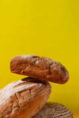 Stackable Rustic Bread on Yellow Background
