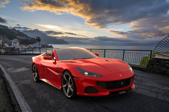 Ferrari Portofino in the Italian landscape