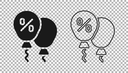 Black Discount percent tag icon isolated on transparent background. Shopping tag sign. Special offer sign. Discount coupons symbol. Vector