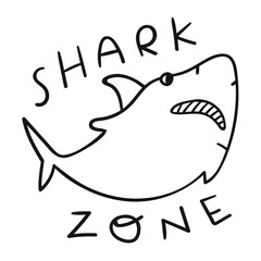 Shark zone. Vector outline vector illustration on white background.