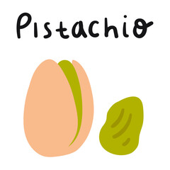 Pistachio illustration. Vector flat icon on white background.