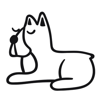 Sleeping dog icon. Outline vector illustration on white background.