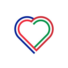 unity concept. heart ribbon icon of france and italy flags. vector illustration isolated on white background