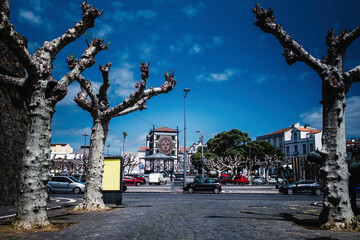 Fototapeta na wymiar View of the historical cener of Ponta Delgada on Azores, Portugal.
