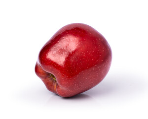 Closeup red ripe washington apple fruit isolated on white background with clipping path. 