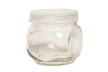 empty glass jar isolated on white background