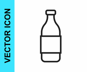 Black line Bottle of wine icon isolated on white background. Vector