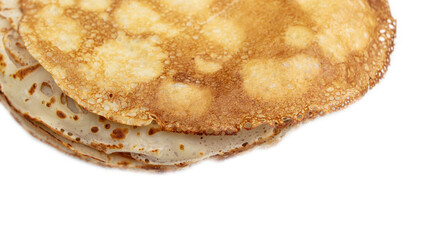 Fried pancakes on a white background.