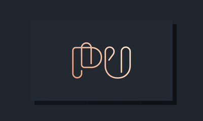 Minimal clip initial letter PU logo