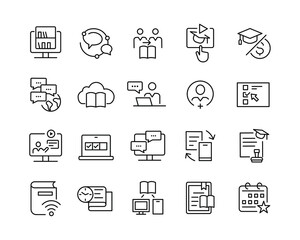 E-Learning Icons - Vector Line. Editable Stroke. 