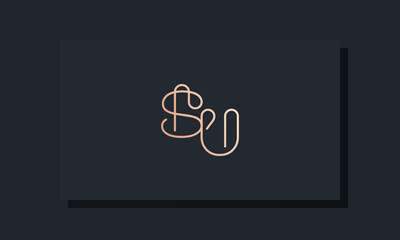 Minimal clip initial letter SU logo