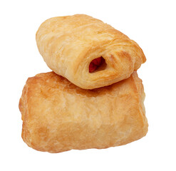 Sausage in dough isolated on white background.