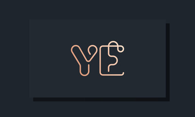 Minimal line art initial letters YE logo