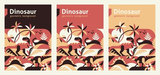 Dinosaur design template for book cover in A4. Can be adapted to brochure, magazine, poster, presentation, flyer, banner. Dinosaur background.