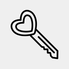 Love key icon in line style, use for website mobile app presentation