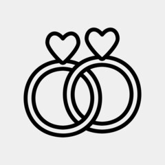 Wedding ring icon in line style, use for website mobile app presentation