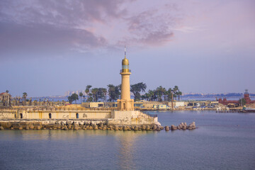 View of the Montaza Lighthouse of Alexandria in Alexandria, Egypt