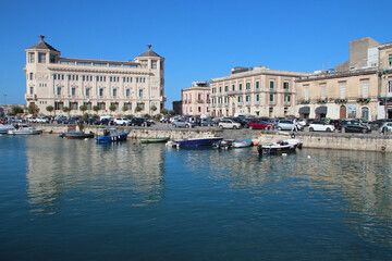 marina and quays in syracusa in sicily (italy) 