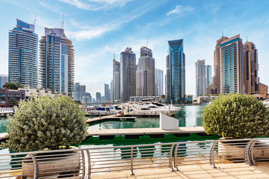 Dubai marina with yachts in UAE
