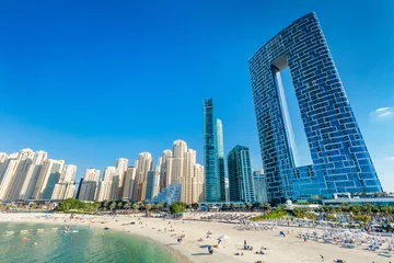 Foto op Canvas Dubai jumeirah beach with marina skyscrapers in UAE © Photocreo Bednarek