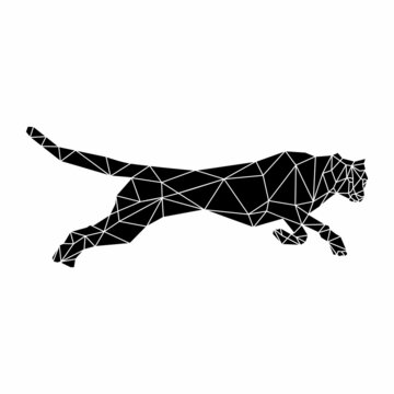 cheetah leopard panther logo silhouette  polygon template geometric vector illustration