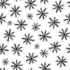 Seamless Pattern with Snowflakes on White Background.
