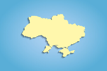 Vector illustration of a map of Ukraine with Crimea on a blue background