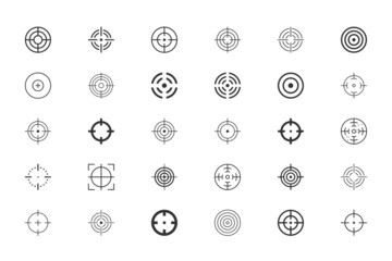 Weapon sight set. Military vactor target collection. Force army icon for game design.