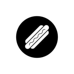 Hot dog icon in black round
