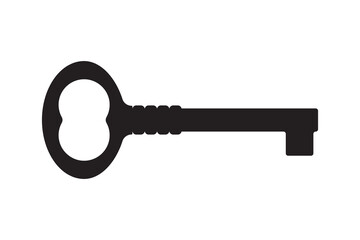 Key icon for lock and open door in house. Safety and security protection symbol.