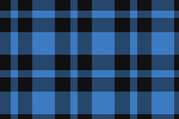 Plaid background, check seamless pattern in blue. Vector fabric texture for textile print, wrapping paper, gift card or wallpaper.