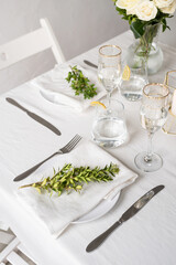 beautiful table setting for romantic dinner for two