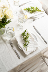 beautiful table setting for romantic dinner for two