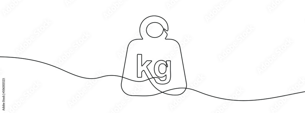 Wall mural Continuous line drawing of kettlebell. Kettlebell linear icon. One line drawing background. Vector illustration. Kettlebell continuous line icon. - Wall murals