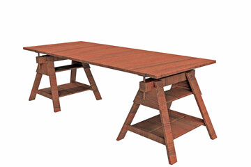 3D Illustration - Wooden Vintage Table