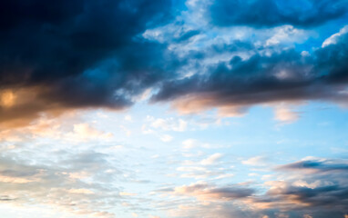 Blue sky with clouds at sunset