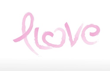 Typography Love Ribbon Brush Watercolor Vector