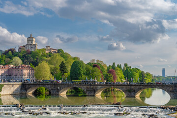 Church in the city of Turin on the banks of the river po.