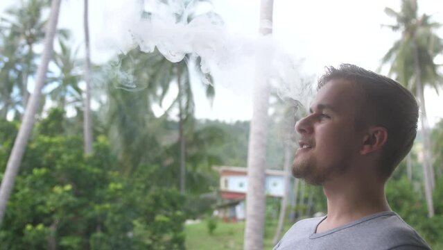 Man Smoking Electronic Cigarette, Vape, Man Vaping