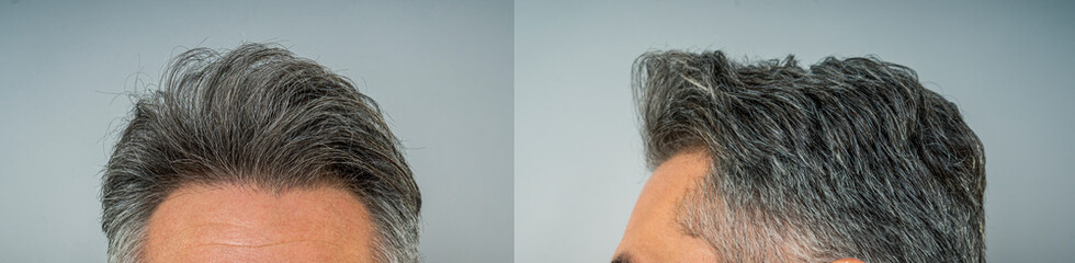 adult grey haired man modern  haircut 