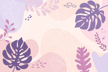 Design banner frame flower Spring background with beautiful. flower background for design. Colorful background with tropical plants. Place for your text.