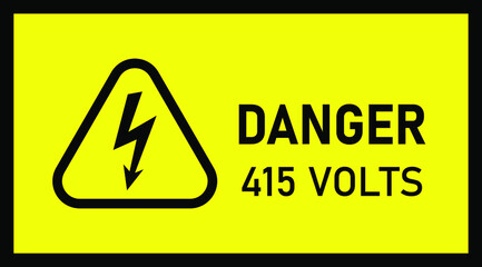 Danger 415 Volts Hazard Warning Signs vector