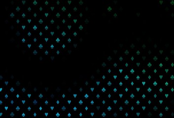 Dark blue, green vector cover with symbols of gamble.