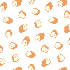 Hand drawn vector illustration of bread pattern on white background in cartoon style. For textile, fabric, wrapping paper. Abstract wallpaper. - 506387399