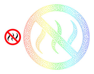 Rainbow colored net no smell. Vector model created from no smell icon. Colored carcass polygonal icon.
