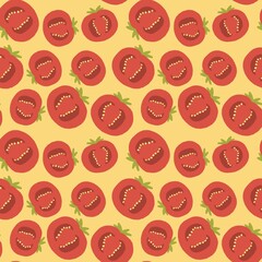 Tomato hand drawn pattern. Seamless background pattern. Vegetables rustic illustration