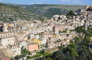 Fototapeta na wymiar Some photos from the beautiful city of Ragusa Ibla, or Old Ragusa, pearl of the Val di Noto, in the south-east part of Sicily, taken during a trip in the summer of 2021.