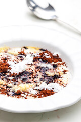 semolina porridge with cocoa, sugar and melted butter