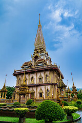 Fototapeta na wymiar Phuket, Thailand - May, 07, 2022 : Temple Chaitararam (Wat Chalong temple) at Phuket, Thailand.